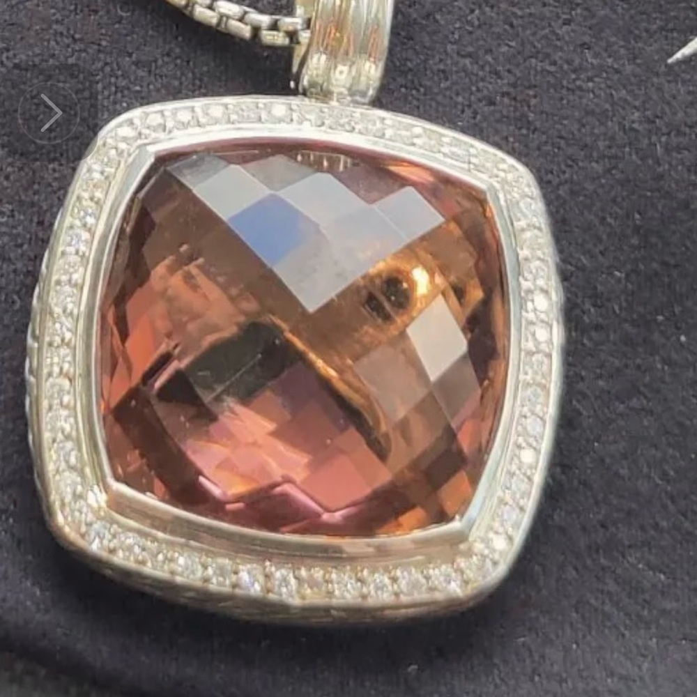 David Yurman Albion 20mm Morganite & Diamond Pendant Necklace 16"